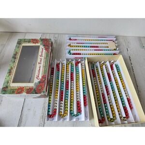 Bethany Lowe bead Garland set 3 rainbow red green yellow Xmas tree